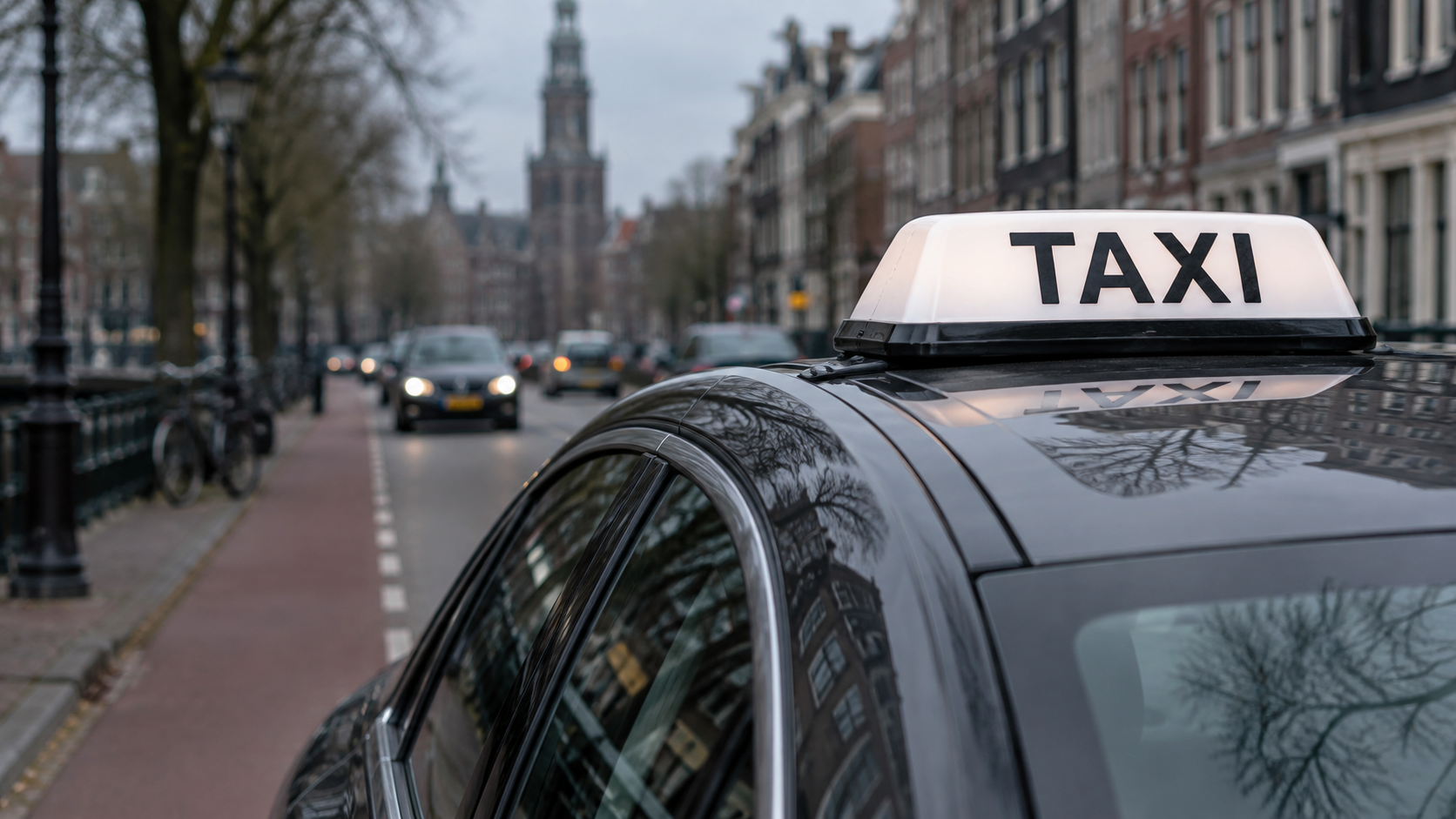 Taxibord op een Nederlandse taxi